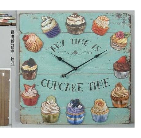 Square wooden Clock -Cake Time(65 x 65cm)