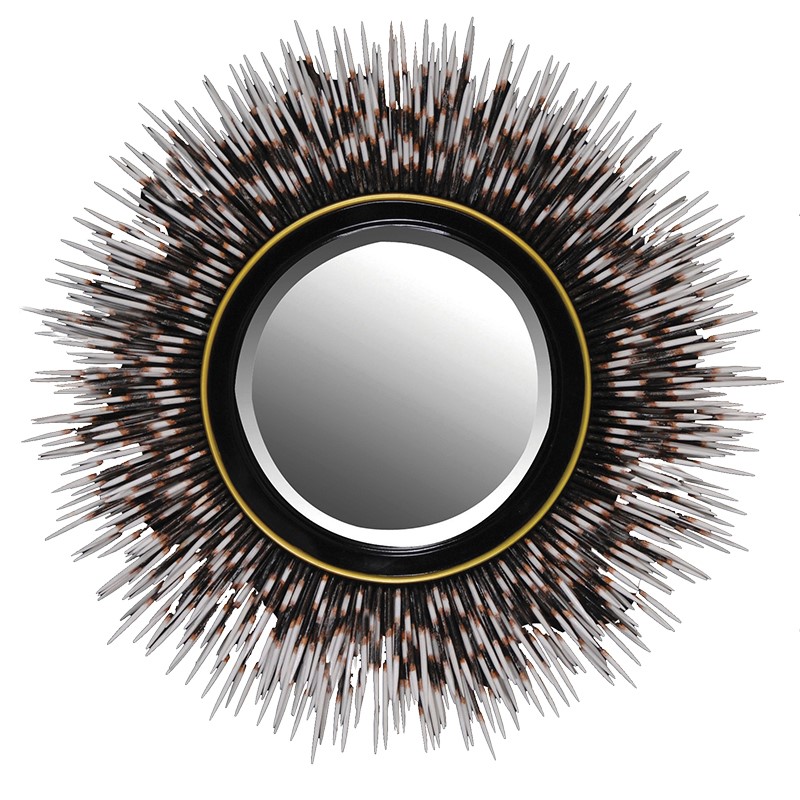 Black Porcupine Spike Mirror (Dia: 23.5″)