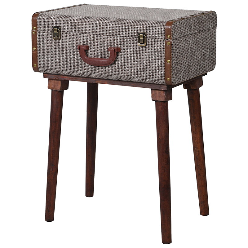 Brown Fabric Suitcase Style Side Table