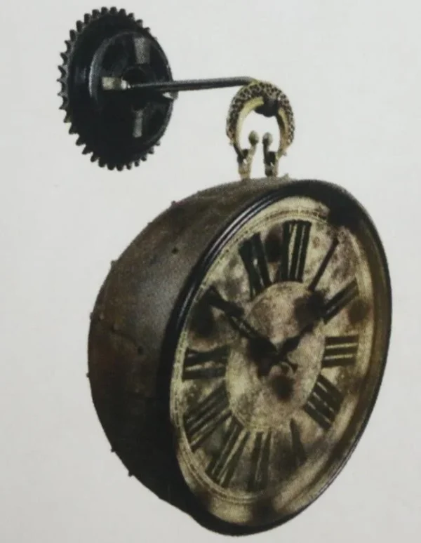 Iron Hanging Clock with Brass Hook