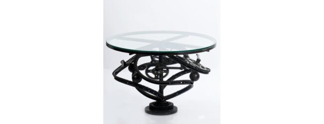 Reclaimed Bicycle Parts Glass Topped Coffee Table