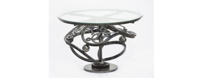 Reclaimed Bicycle Parts Glass Topped Coffee Table - Image 3