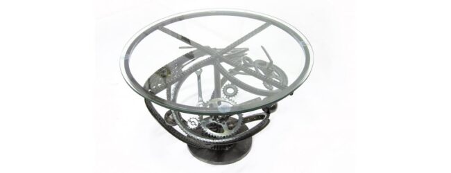 Reclaimed Bicycle Parts Glass Topped Coffee Table - Image 4