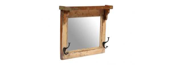 Old Window Mirror with Hooks( H:42cm x L:53cm)