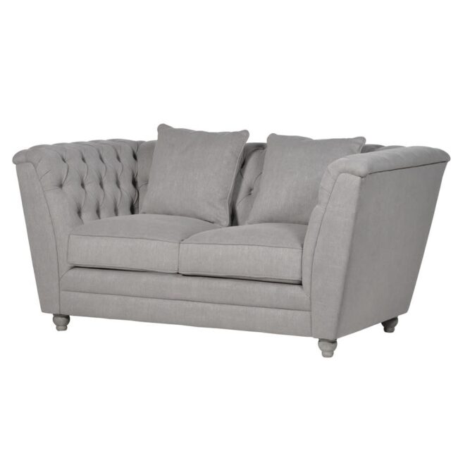 Fawn Buttoned Box 2 Seater Sofa