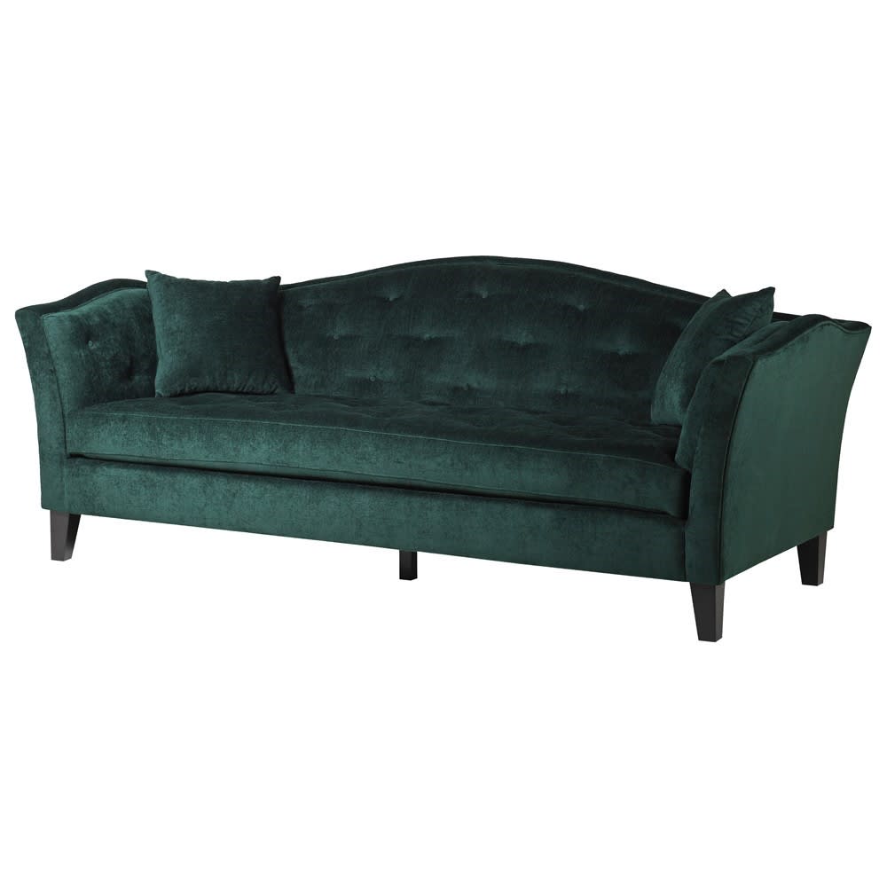 Emerald Green Velvet Sofa (H:790mm  x W:2220mm D:950mm)