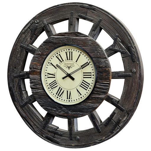 Cart Wheel Clock With Numbers (H:97cm x W:97cm x D:20cm)