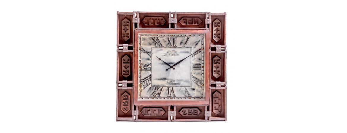 Upcycled Brick mould natural finish clock (H:90cm x W:90cm x D:14cm)