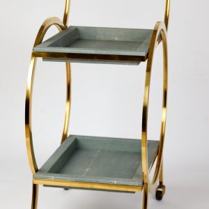 2 TIER FAUX SGREEN TROLLEY/Height 880mm Width 160mm Length 650mm