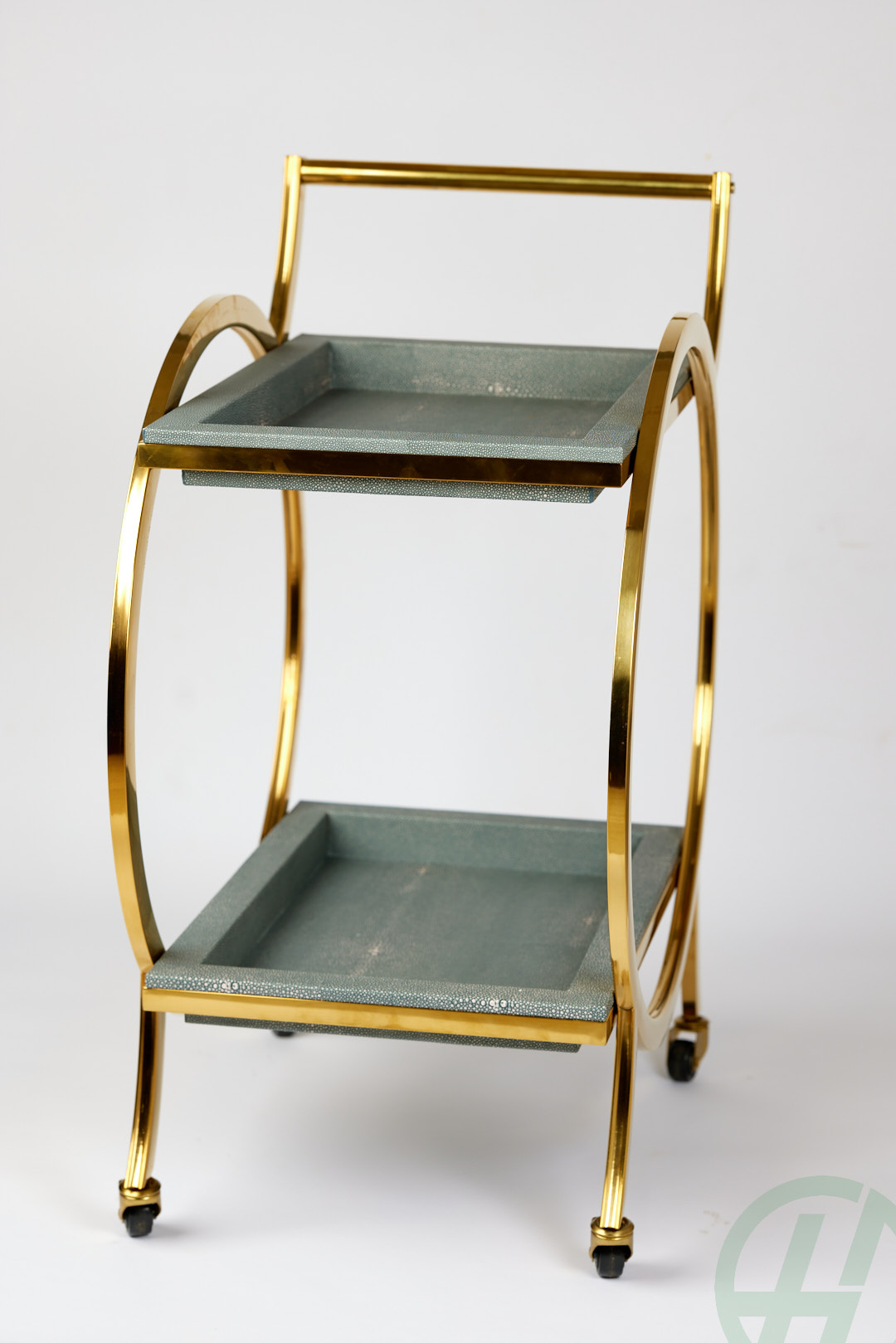 2 TIER FAUX SGREEN TROLLEY/Height 880mm Width 160mm Length 650mm