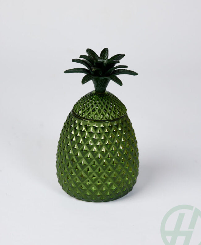 GREEN GLASS PINEAPPLE JAR