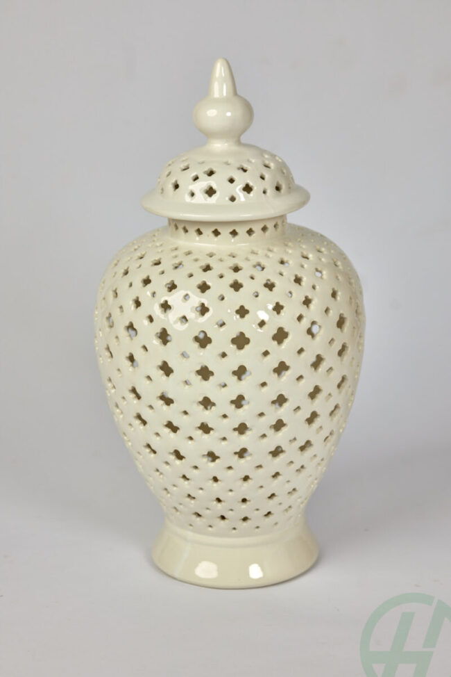 LARGE WHITE PIERCED JAR