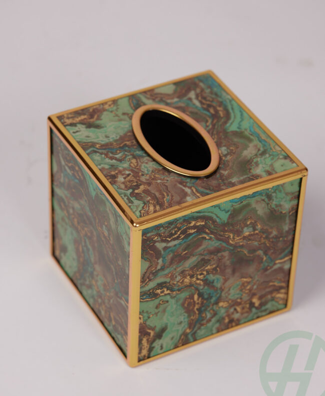 GREEN MARBLE TISSUE BOX