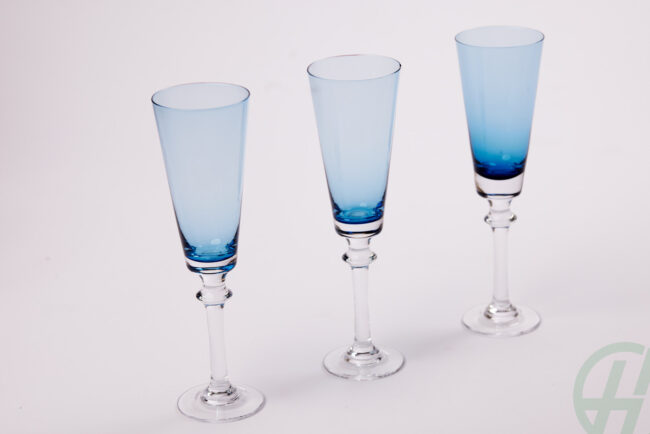 Set of 4 Blue Champagne Flutes