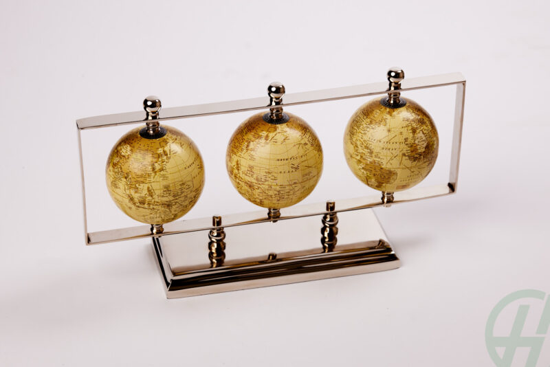 3 Globes On Silver Stand Height 238mm Width 213mm Length 391mm