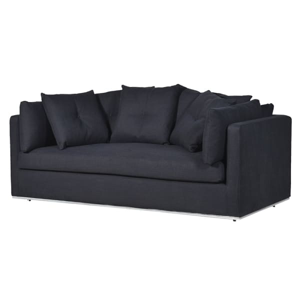 Black 2 Seater Sofa with Steel Base (H:840 W:1900 D: 1050mm)