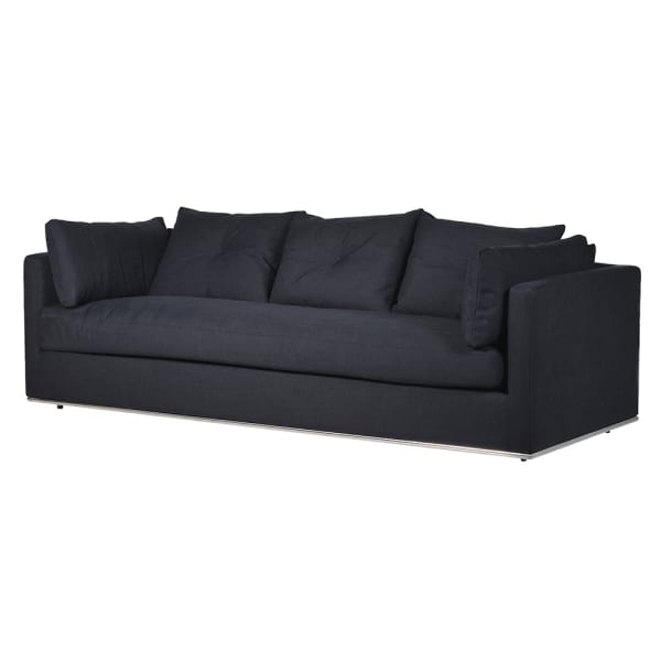 Black 3 Seater  Sofa with Steel Base