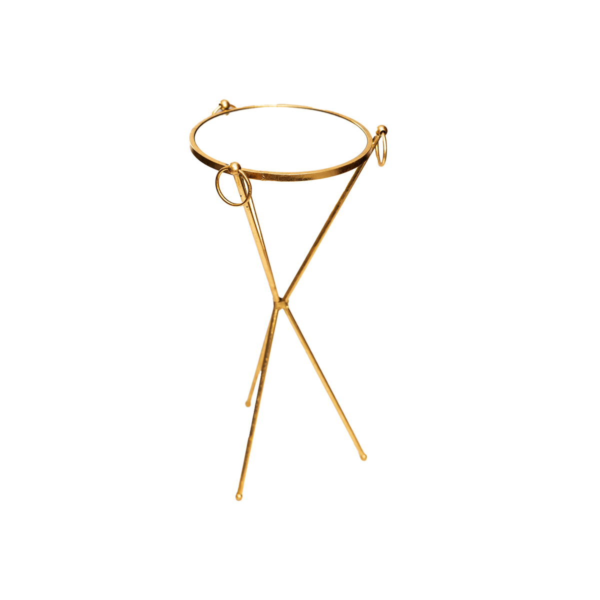 Gold and Glass Cross Side Table( H 770 x Día 390mm)