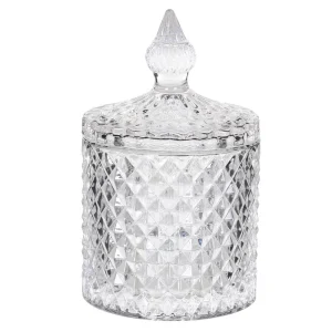 Cut Glass Jar with Flat Lid(D: H:100 Dia:100 mm)