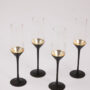 Set of 4 Black and Gold Base Champagne Glasses