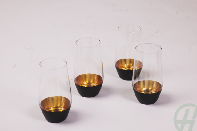 Set of 4 Black and Gold Base Tumblers(