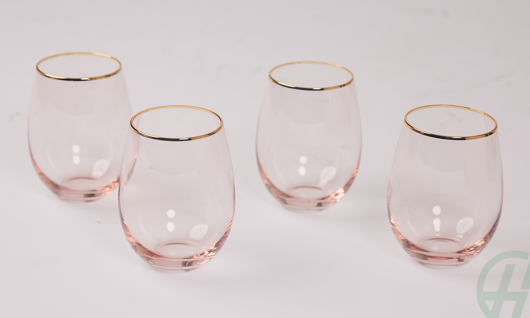 Set of 4 Gold Rim Rose Tint Tumblers