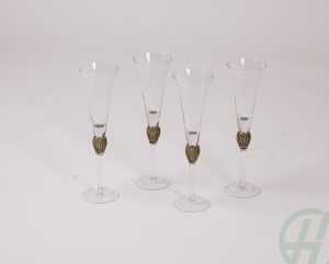 Set of 4 Black Diamante Champagne Flutes