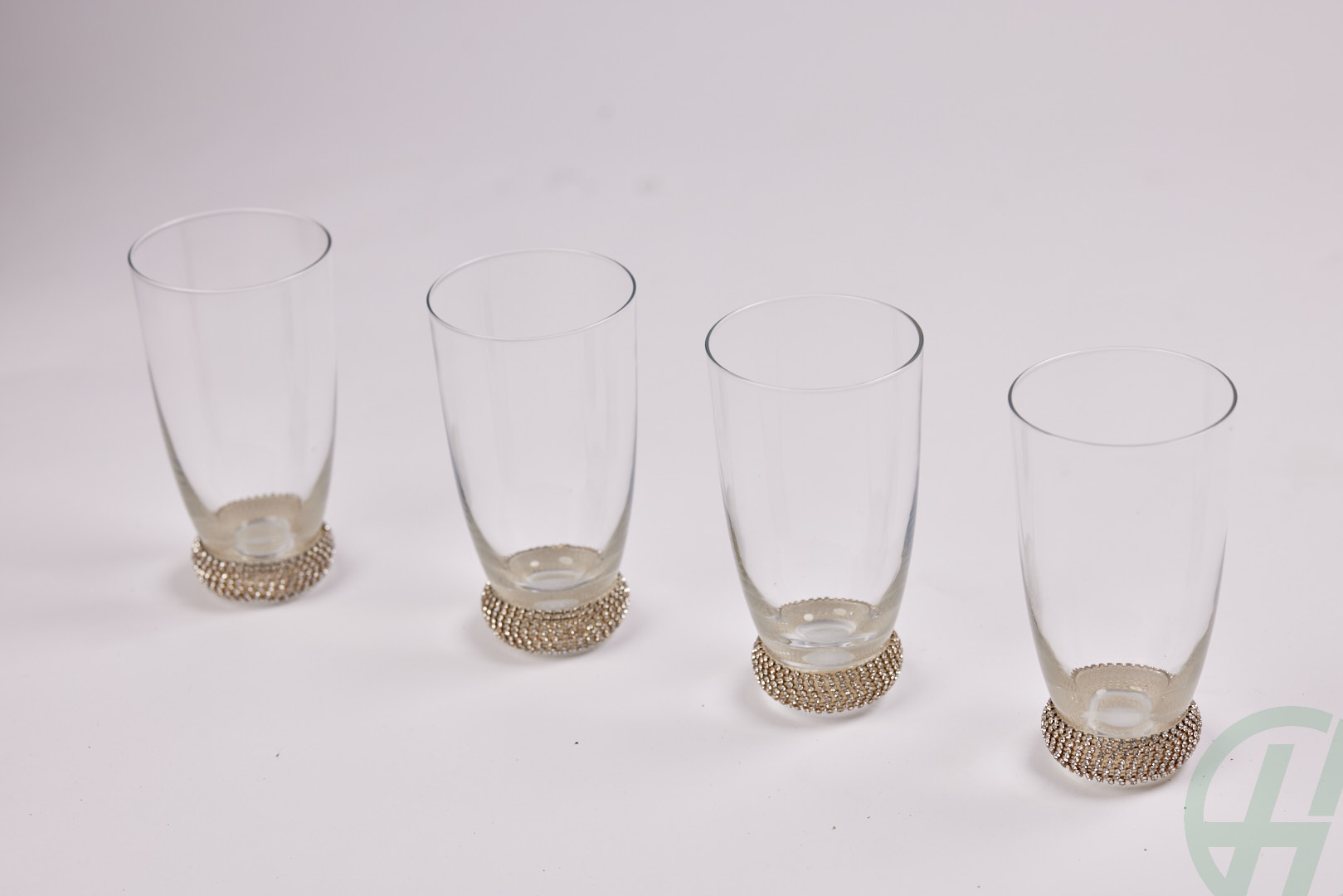 Set of 4 Silver Diamante Water Glass(