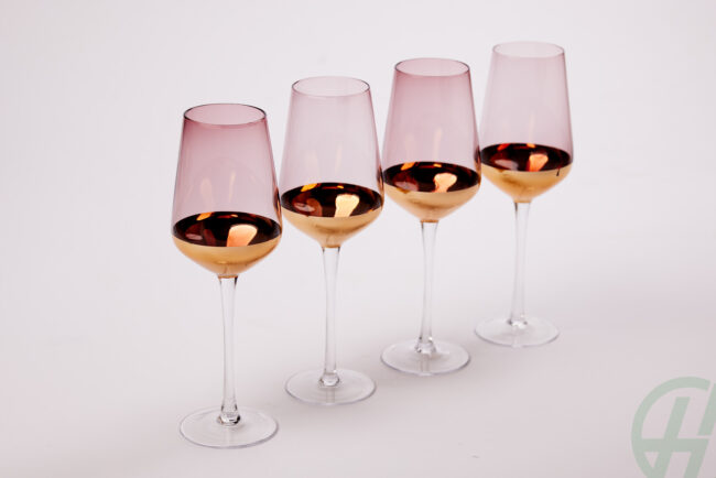 Set of 4 Pink Red Wine Glasses