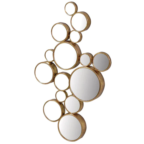 Gold Finish 15 Circles Mirror(H: 1700 mm x W: 800 mm x D: 30 mm)