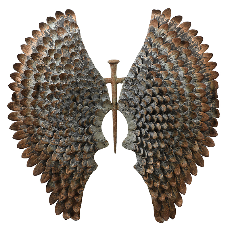 Distressed Iron Angel Wing Wall Art(98cm H,: 95cm W)