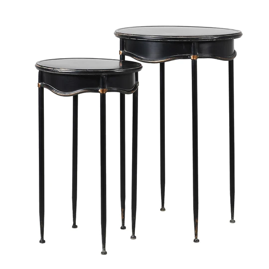 Black Curved Side Tables (set of 2)L-49.5cm x 42.5cm x 76cm/S-40.5cm x 34.5cm x 66cm