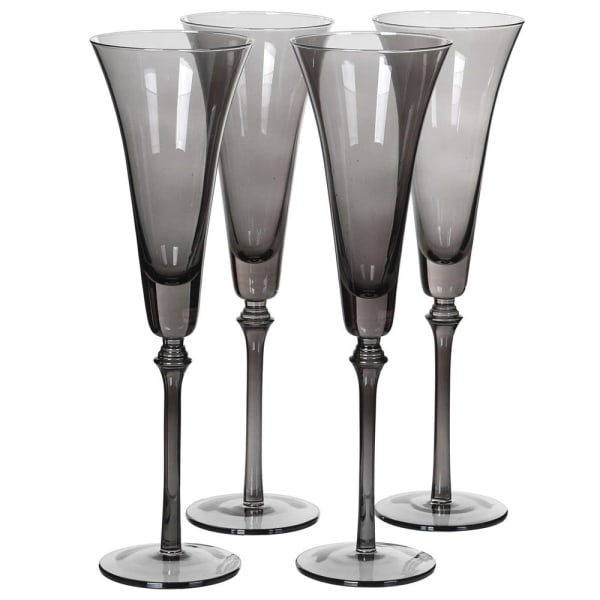 Set of 4 Smoky Champange Flutes