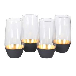 Set of 4 Black and Gold Base Tumblers