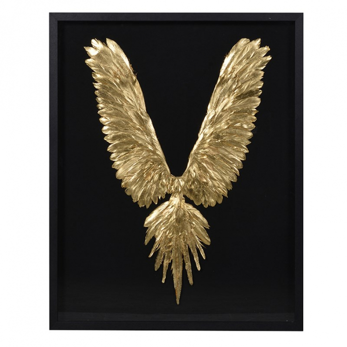 Large Gold Angel Wing Framed Wall Art(Height 100cm  Width 80cm)