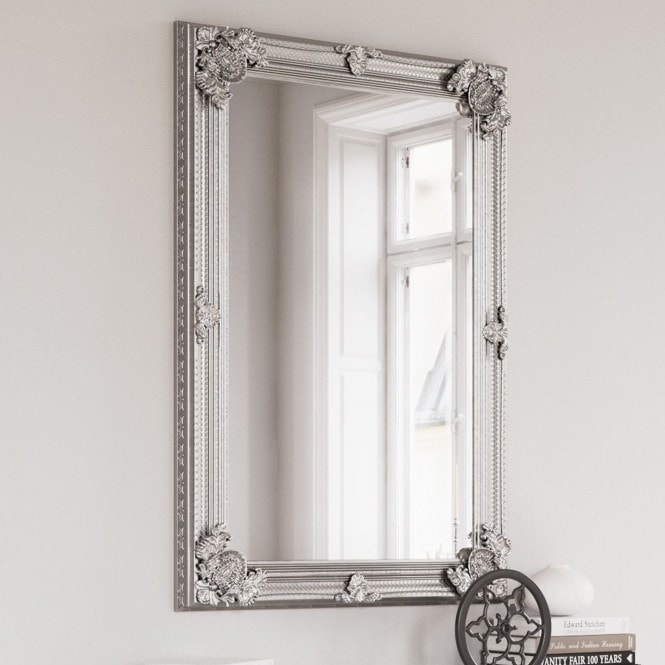 Antique French Style Silver Wall Mirror(W :80cm D :7cm H :115cm)