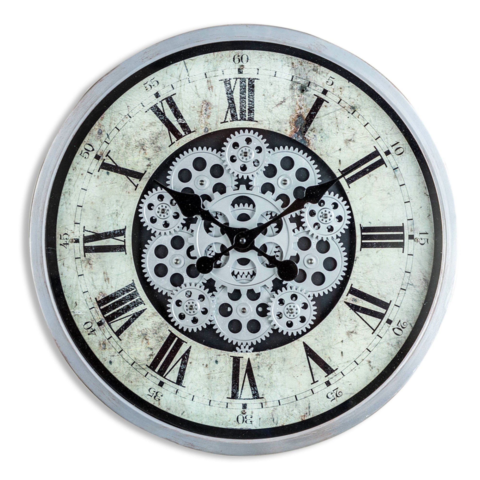 Grey Large Moving Gears Clock(H: 46cm W: 46cm D: 11cm)