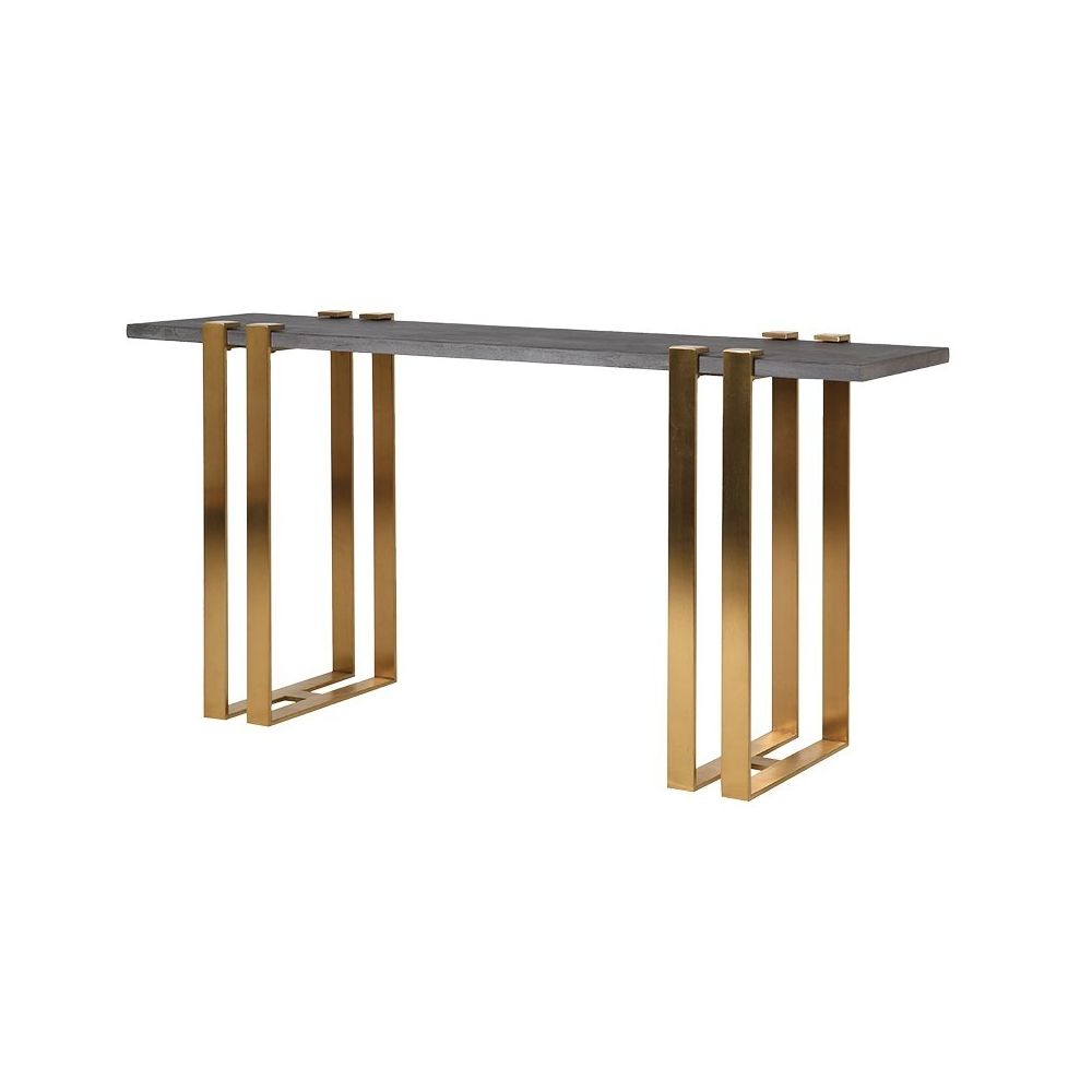 Concrete Top Console Table  With Brushed Gold Stainless Steel Frame(H: 76 x W: 150 x D: 40cm)