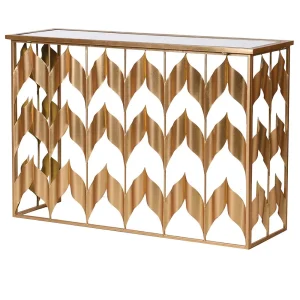Golden Chevron Console Table