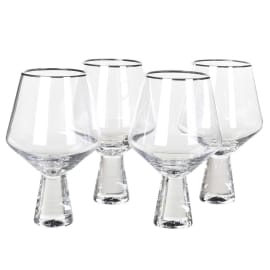 Set of 4 Silver Rim Wine Glass