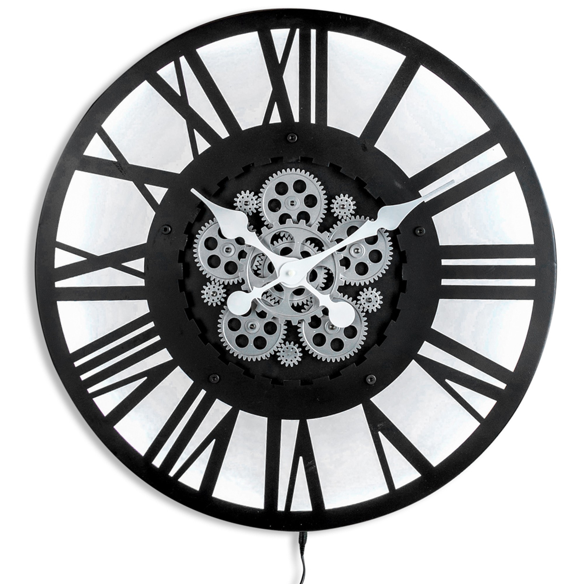 Black Skeleton Backlit Gears Clock( W:60cm H:60cm D:10cm)