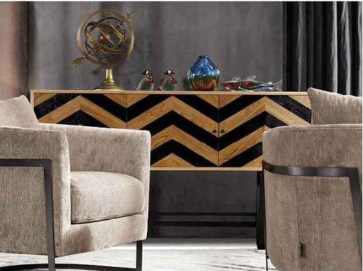 lux harlow black wave collection side board