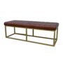 Padded Brown Leather Bench