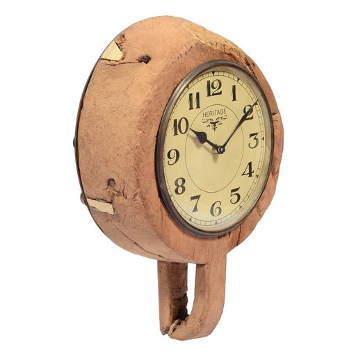 Salvage Wooden Bowl Clock With Brass Ring( H: 43 x W :34cm)