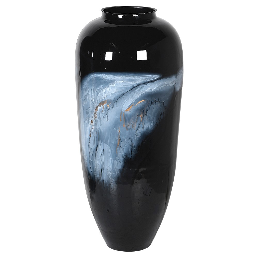 Tall Black Cloud Enamel Vase (H:670mm x Dia:300mm)