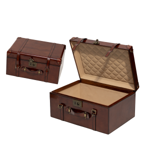 Luxury Handcrafted Large Leather Storage Trunk (H:34cm x W:43 x L:58)