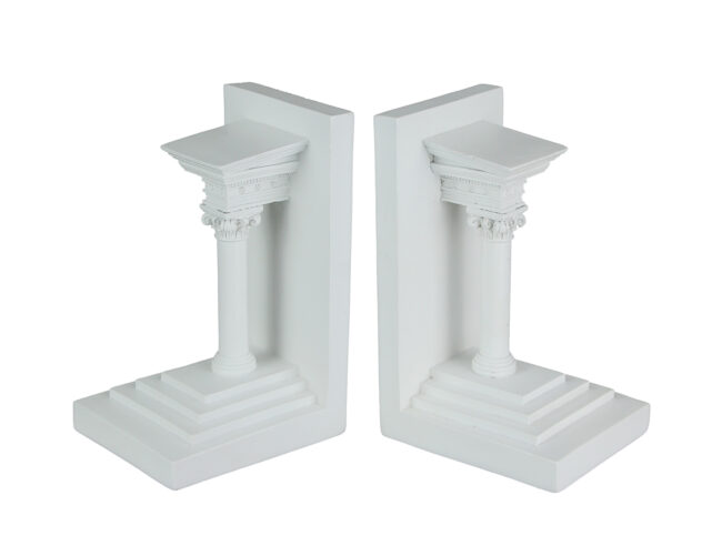 White Roman Column Bookends