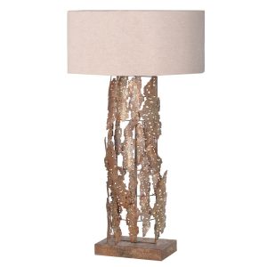 Gold Lamp with Beige Shade (H:880mm x Dia:500 mm)