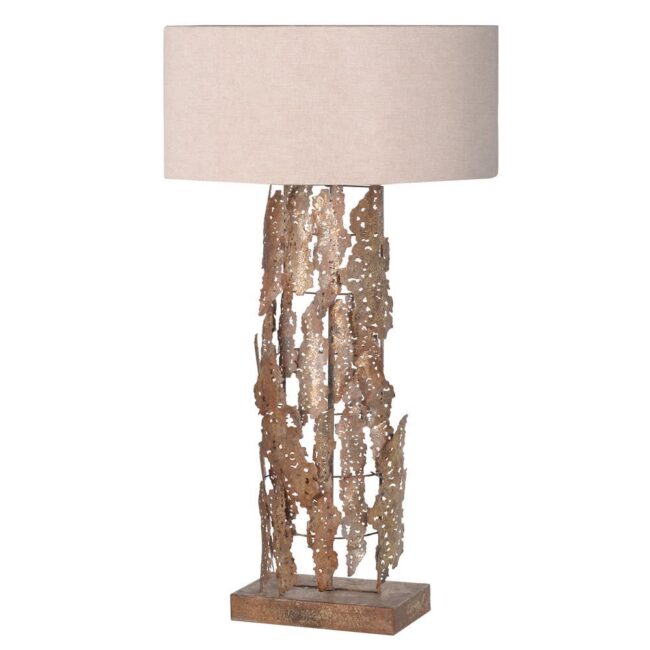 Gold Lamp with Beige Shade