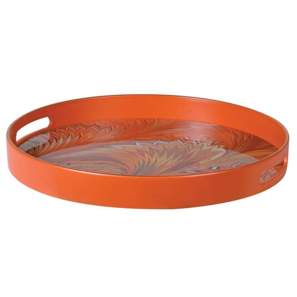 Marbled Orange Tray(H:40 Dia:350 mm.)